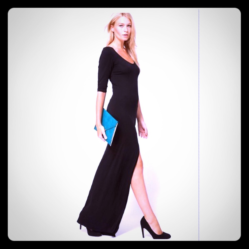 ASOS LOVE Bodycon Maxi Dress w/Side Split in Black
